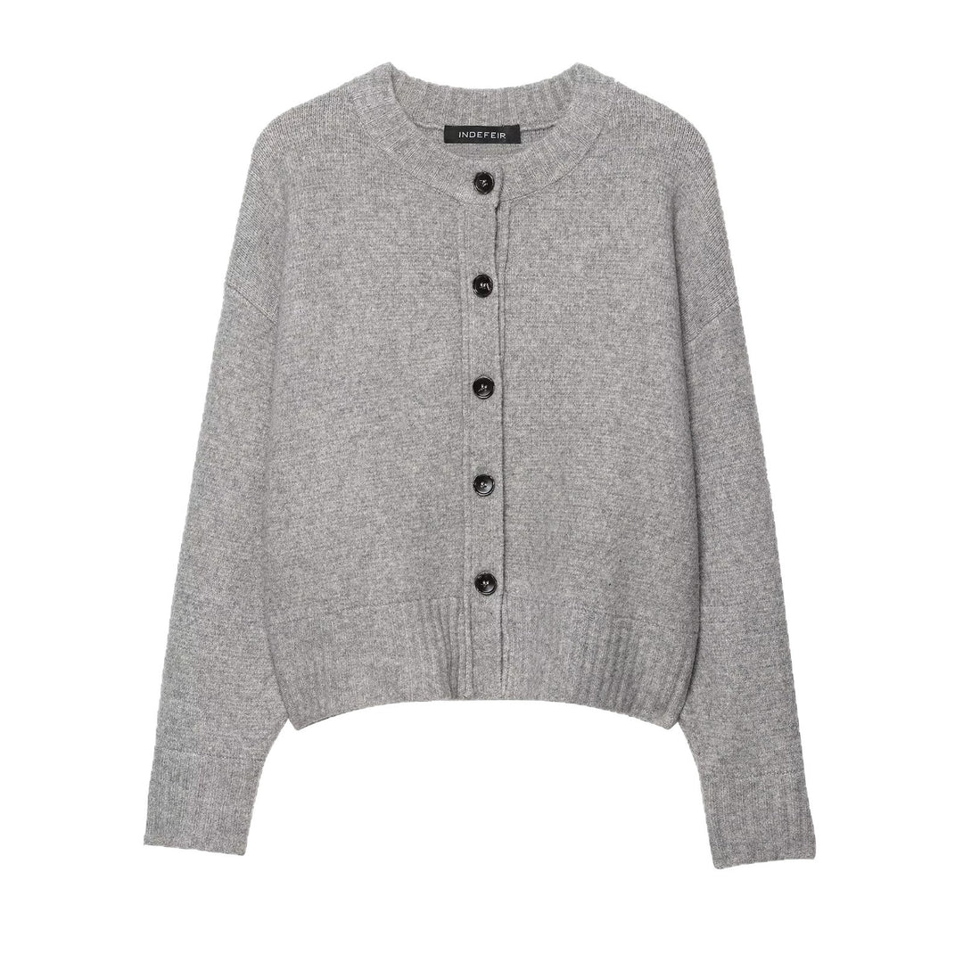 Damen Kurze Strickjacke mit durchgehender Knopfleiste und überschnittenen Schultern Drune