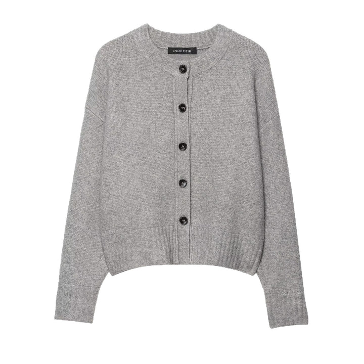Damen Kurze Strickjacke mit durchgehender Knopfleiste und überschnittenen Schultern Drune