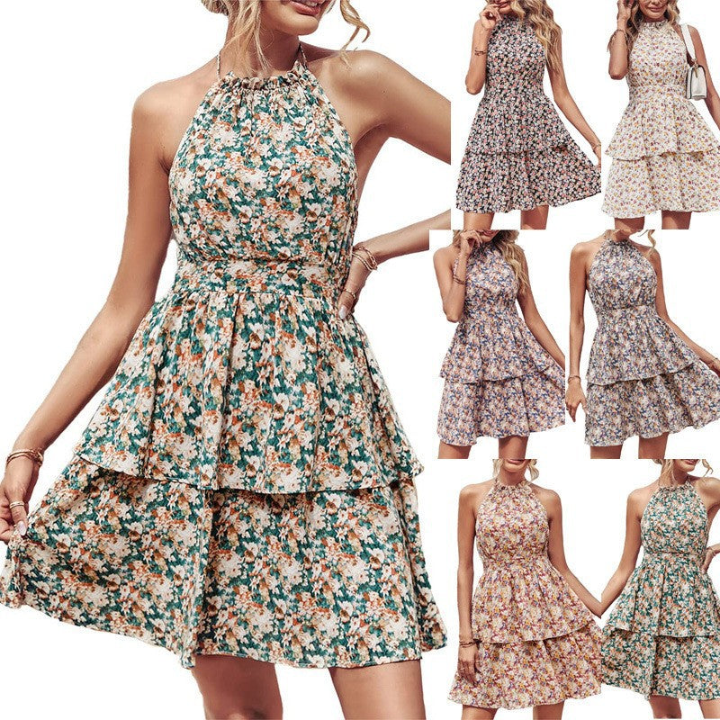 Damen Sommerkleid mit Volant und hochgeschlossenem Ausschnitt Drune
