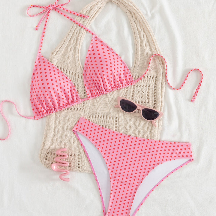 Damen Triangel-Bikini mit verspieltem Pünktchenmuster und verstellbaren Trägern Drune