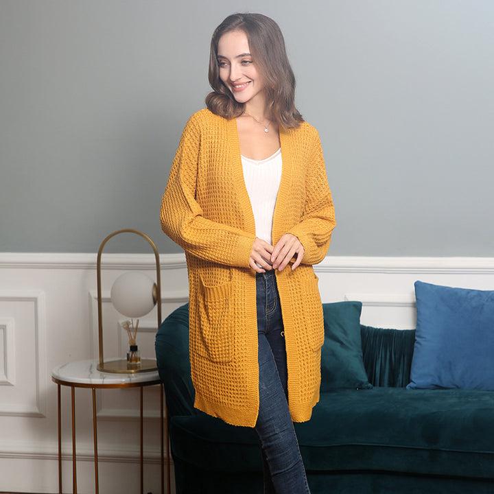 Damen lässiger Strickcardigan mit Taschen und offenem Schnitt Drune
