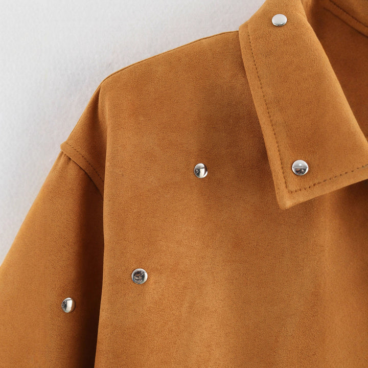 Damen modische Oversized-Jacke mit dekorativen Nieten Drune
