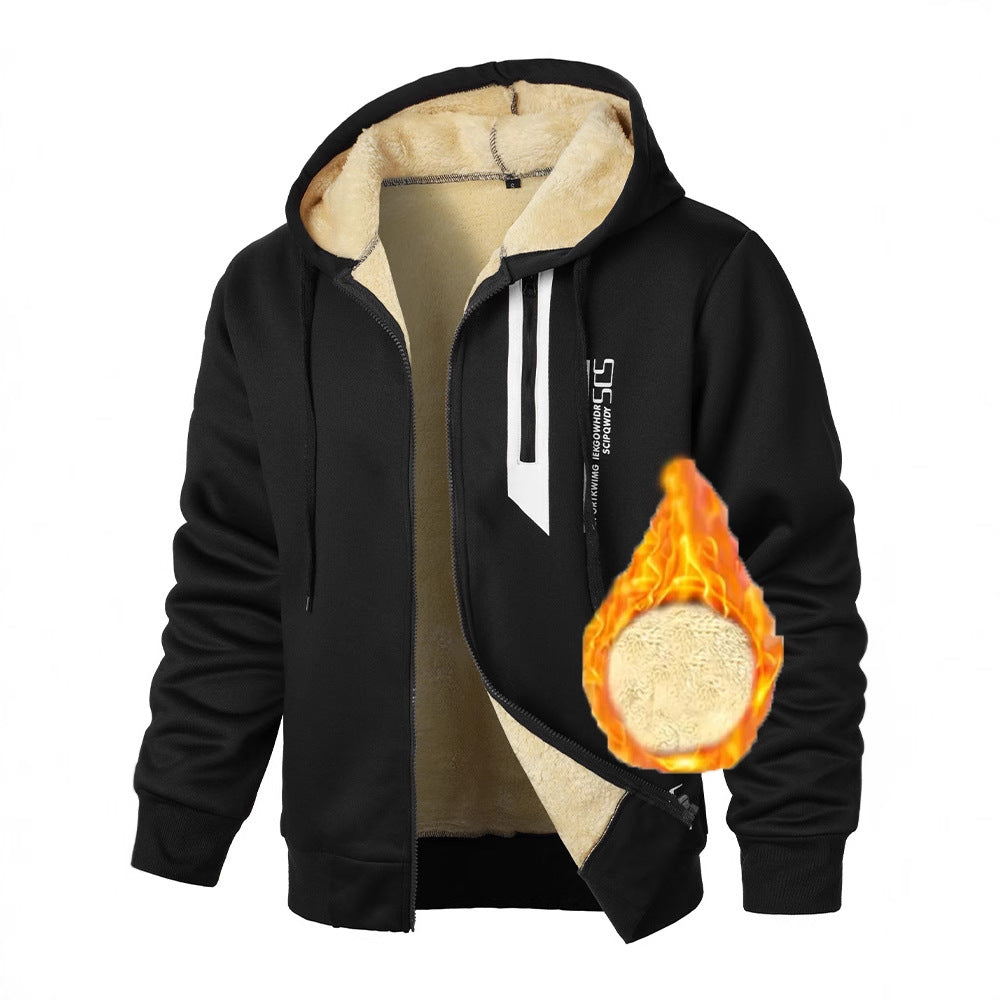Herren Fleece-Kapuzenjacke mit wärmendem Innenfutter und praktischen Reißverschlusstaschen Drune