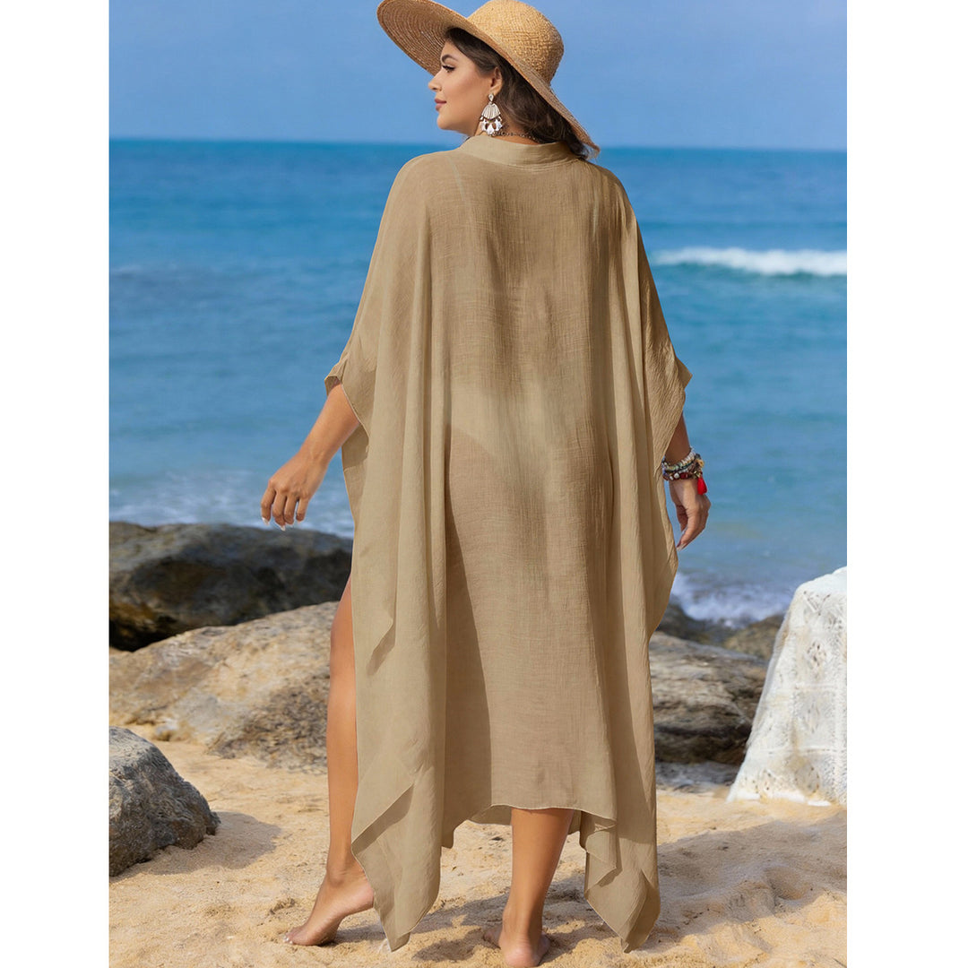 Damen Strandüberwurf mit Knopfleiste und weitem Schnitt Drune