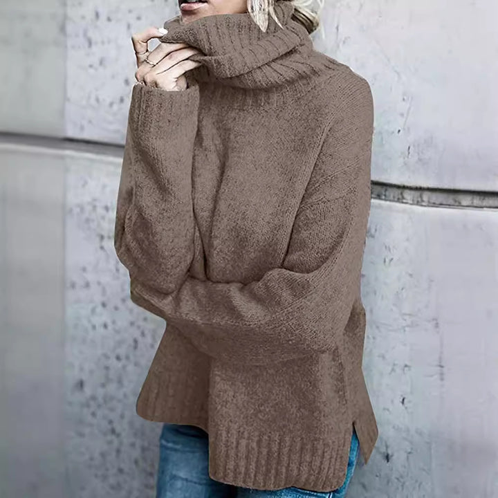 Damen Grobstrickpullover mit hohem Kragen und lässigem Schnitt Drune