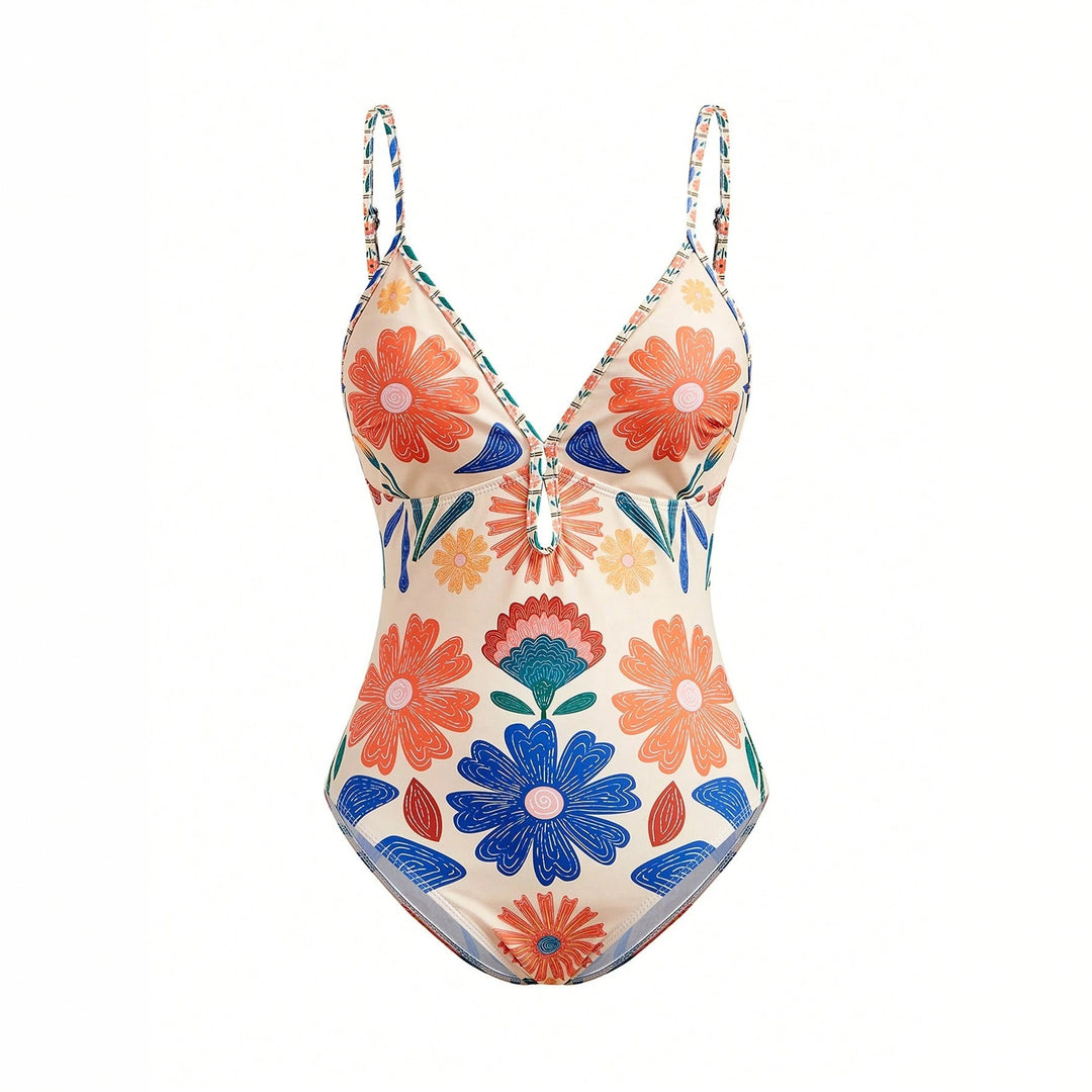 Damen Blumenmuster Badeanzug mit passendem Rock Drune