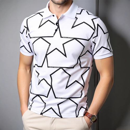 Herren Poloshirt mit modernem Sternen-Design und atmungsaktiven Materialien Drune