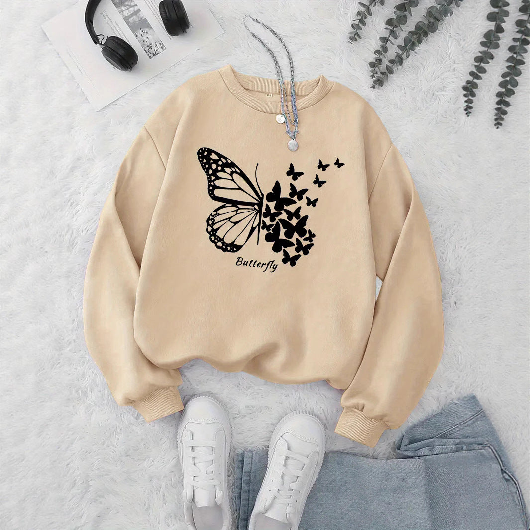Damen Sweatshirt mit kreativem Schmetterlingsmotiv und lässigem Schnitt Drune