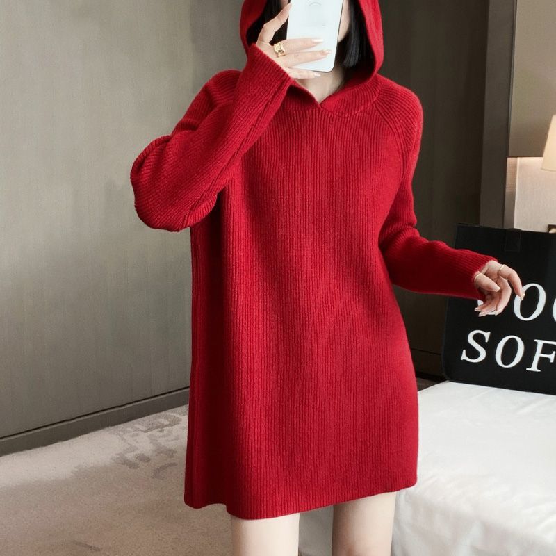 Damen Kapuzenpullover-Kleid aus weichem Strick Drune