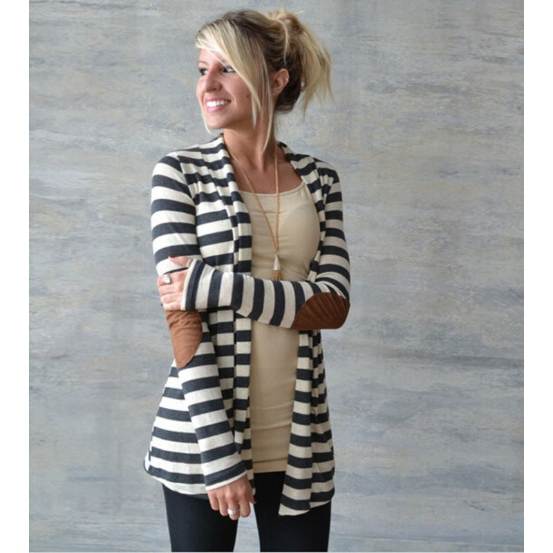 Damen Lässige Strickjacke mit eleganten Ellbogen-Patches Drune