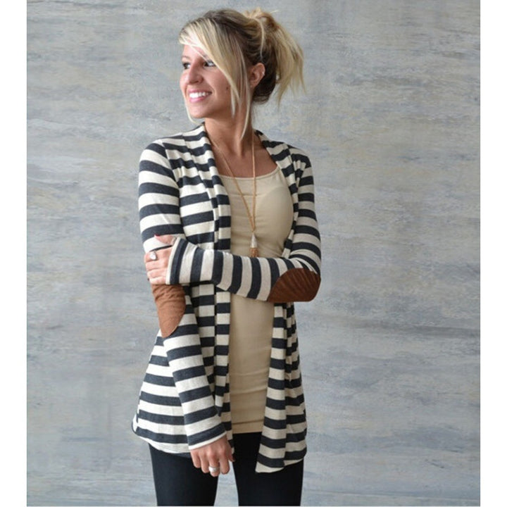 Damen Lässige Strickjacke mit eleganten Ellbogen-Patches Drune