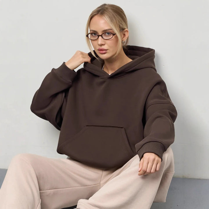 Damen oversized Kapuzenpullover mit seitlichen Taschen und lässigem Schnitt Drune