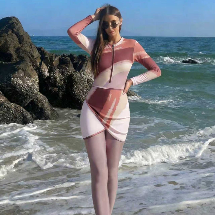 Damen Modischer Surfanzug mit Zip und elegantem Rock Drune