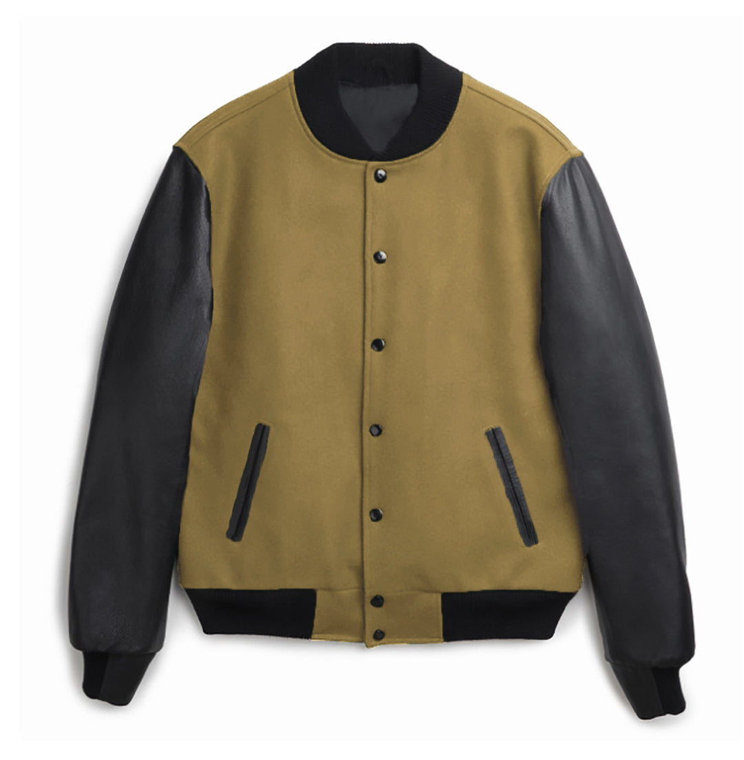 Herren sportliche Collegejacke mit Lederärmeln Drune