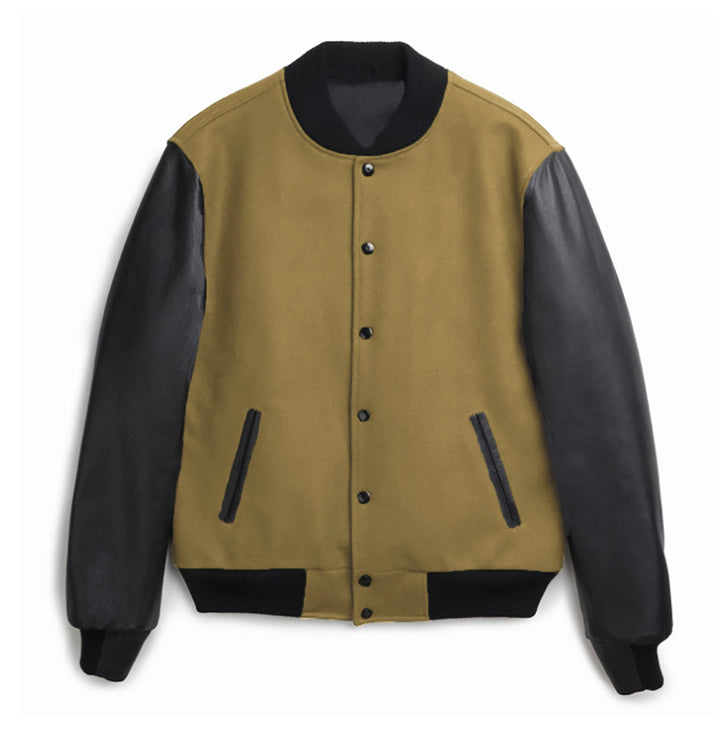Herren sportliche Collegejacke mit Lederärmeln Drune