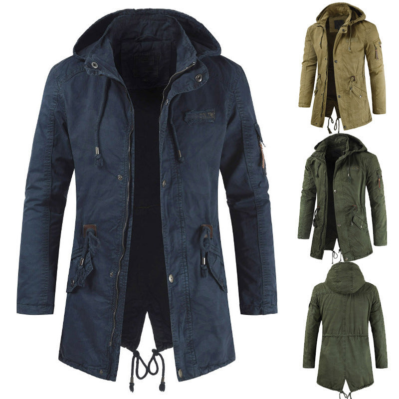 Herren lässige und funktionale Parkajacke mit Kapuze und praktischen Taschen Drune