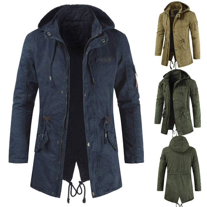Herren lässige und funktionale Parkajacke mit Kapuze und praktischen Taschen Drune