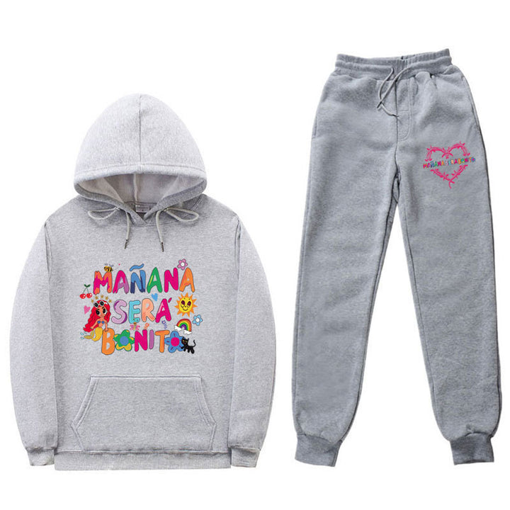 Damen Sweatshirt- und Jogginghose-Set mit buntem Aufdruck Drune
