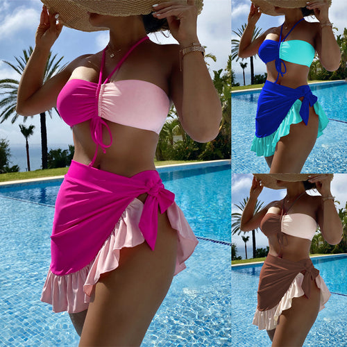 Damen Bandeau-Bikini mit verspieltem Rüschensrock Drune