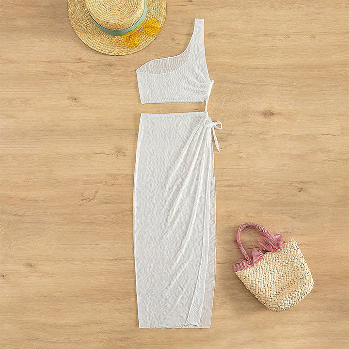 Damen Elegantes Strandkleid mit hohem Schnitt und Wickeldetail Drune