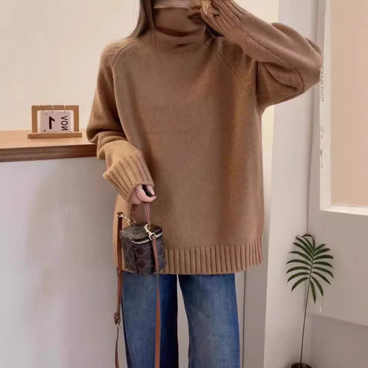 Damen Oversized Rollkragenpullover aus hochwertigem Strick Drune