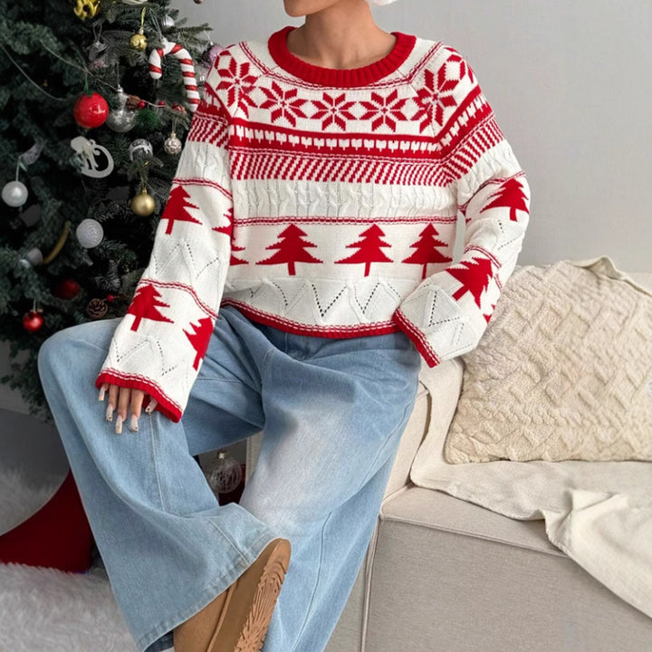 Damen kuscheliger Winterpullover mit verspieltem Weihnachtsdesign Drune