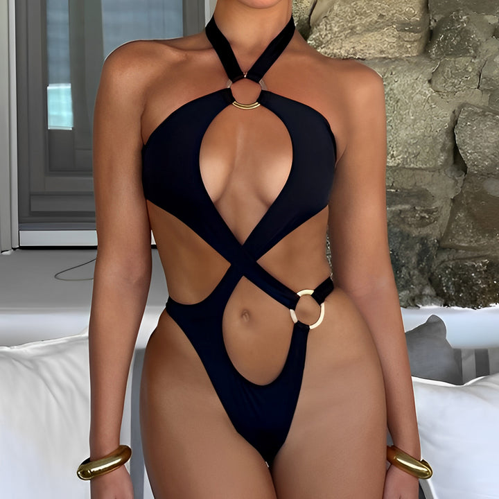 Damen Einteiliger Badeanzug mit innovativem Cut-Out und hochgeschlossener Halterung Drune