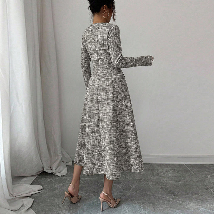 Damen Klassisches und elegantes Tweed-Kleid mit Taschen Drune