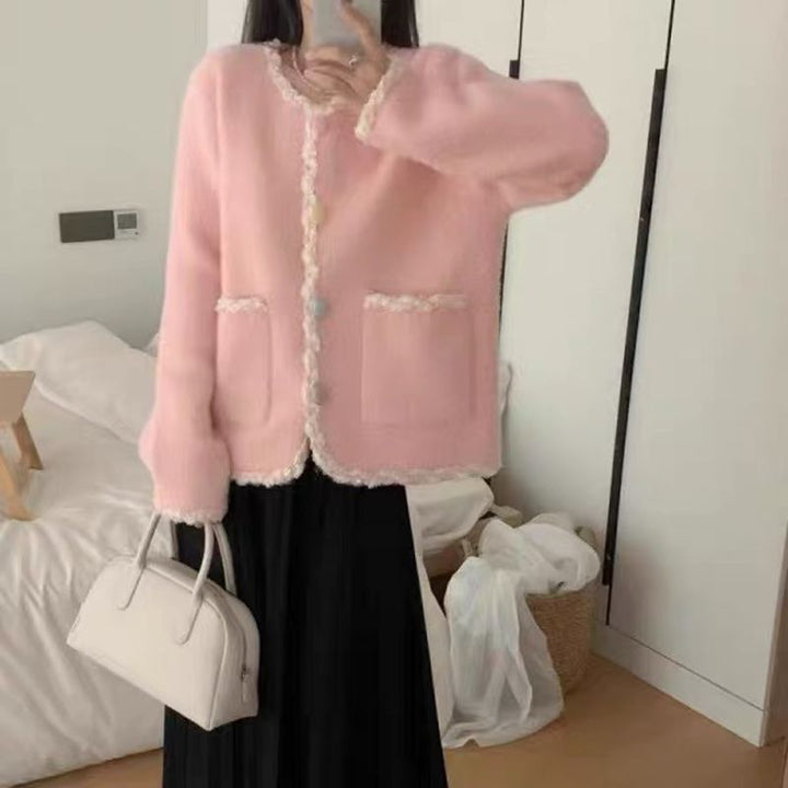 Damen Kuscheljacke im eleganten Schnitt mit kontrastierenden Akzenten Drune
