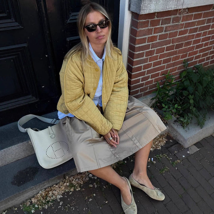 Damen gesteppte Übergangsjacke mit lässigem Schnitt und großen Taschen Drune
