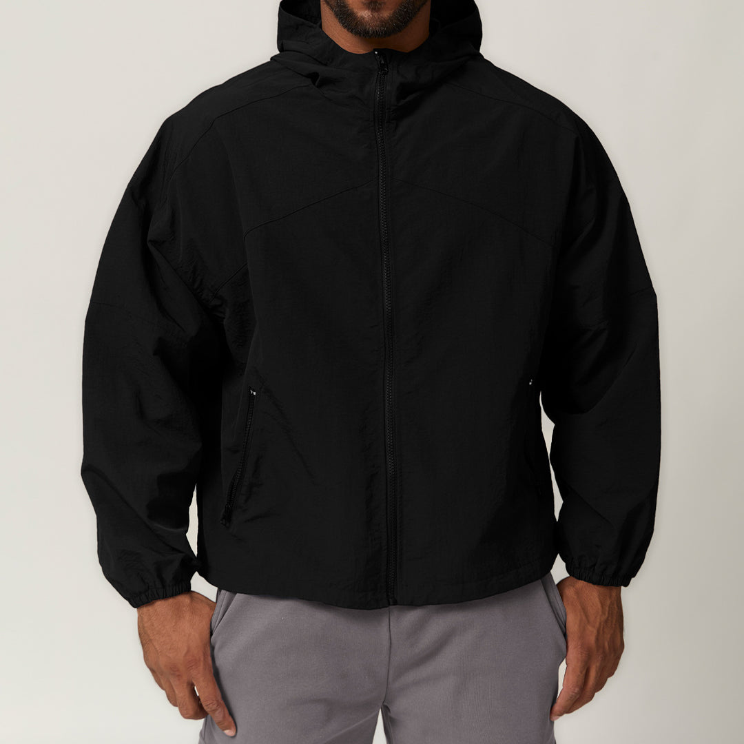 Herren Leichte Windjacke mit regulierbarem Kragen und seitlichen Reißverschlusstaschen Drune