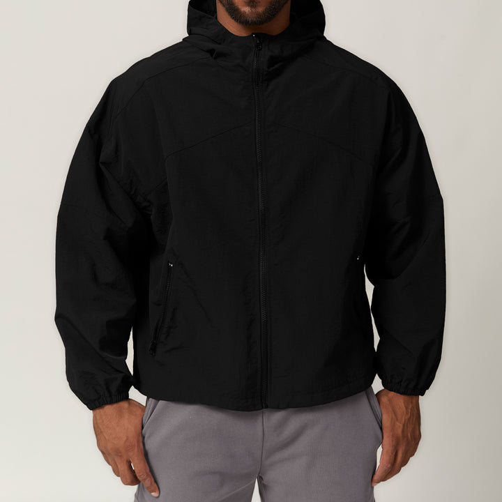 Herren Leichte Windjacke mit regulierbarem Kragen und seitlichen Reißverschlusstaschen Drune