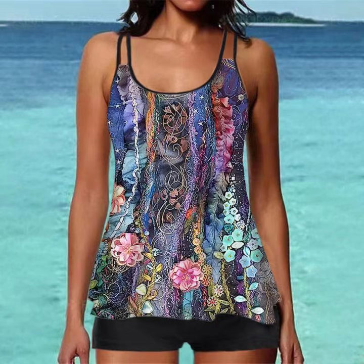 Damen Tankini-Oberteil mit floralem Design und Rückenriegel Drune