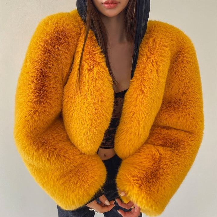 Damen Oversized Plüschjacke mit langen Ärmeln Drune