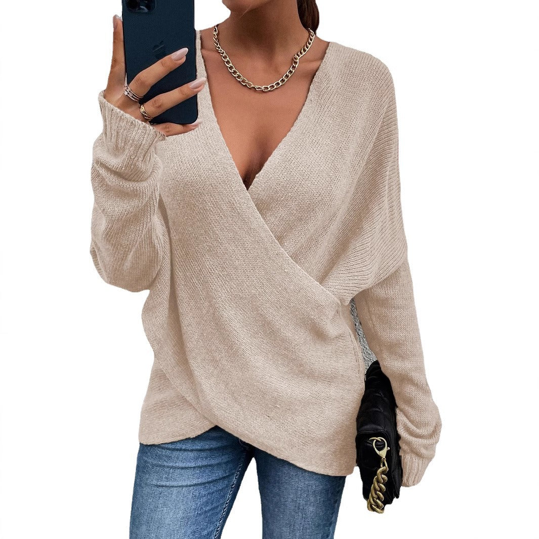 Damen lässiger V-Ausschnitt Pullover Drune