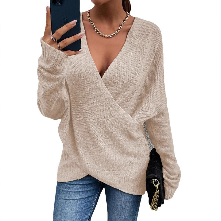 Damen lässiger V-Ausschnitt Pullover Drune
