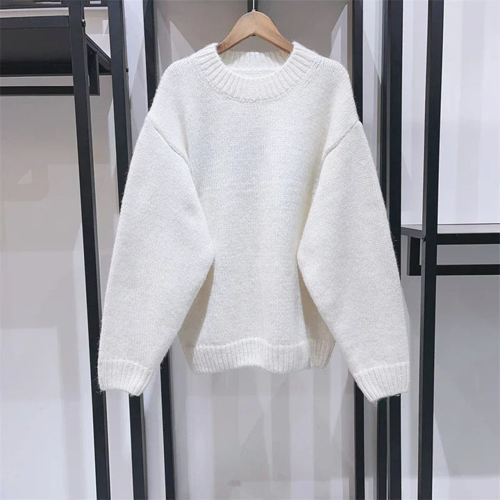 Damen Gemütlicher Strickpullover mit auffälligem Schriftzug Drune