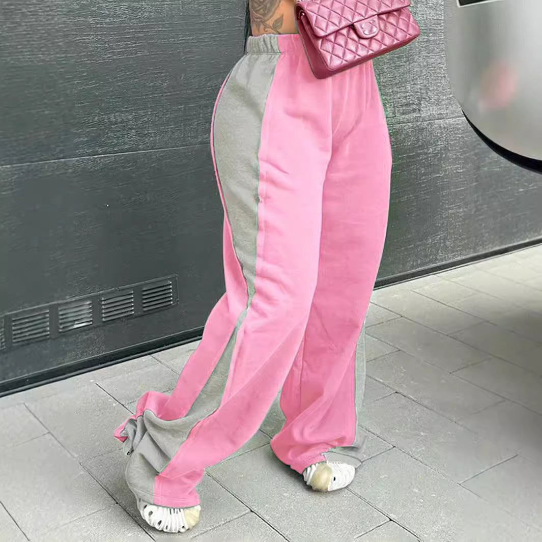 Damen lässige Sporthose mit farbigen seitlichen Einsätzen und elastischem Bund Drune