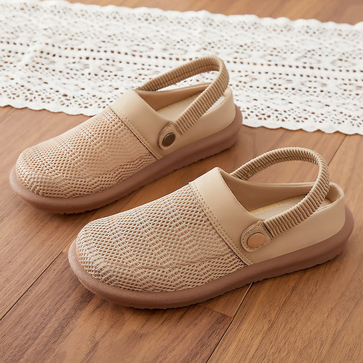 Damen nan atmungsaktive Netzgewebe Clog-Slipper mit elastischem Fersenriemen und dämpfender EVA-Sohle Drune