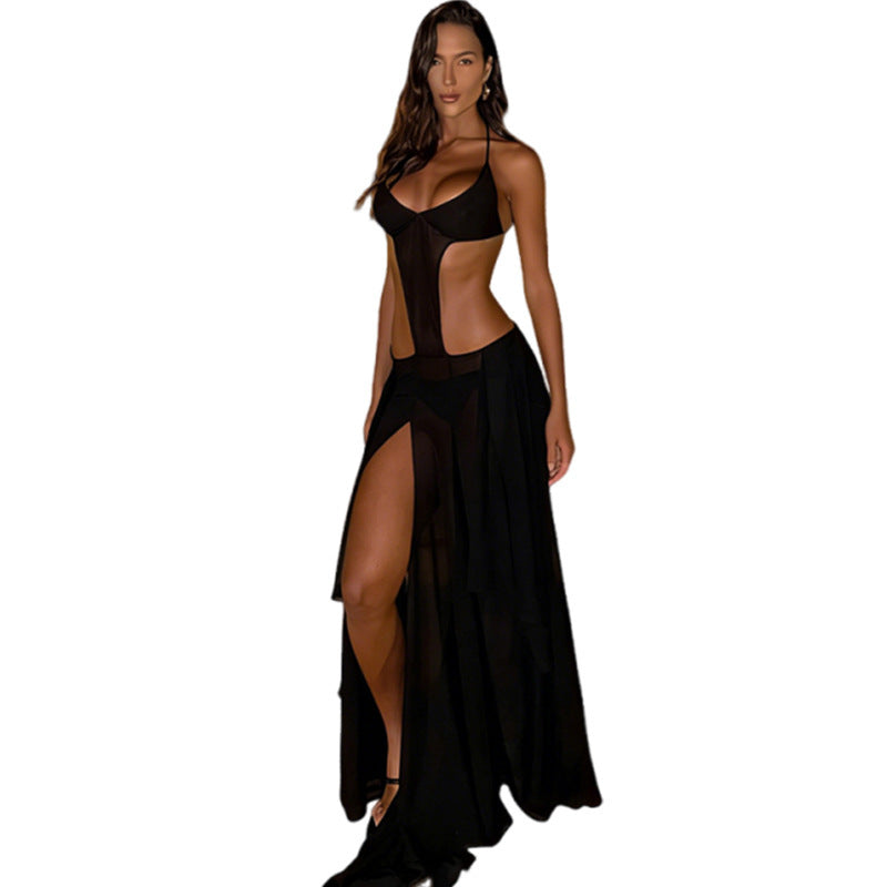 Damen Bikinikleid mit transparentem Rock und stilvollen Cut-Outs Drune