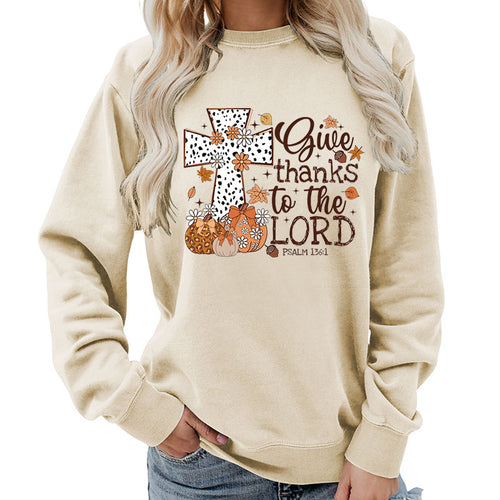 Damen Sweatshirt mit kreativem Kreuz-Aufdruck und herbstlichem Design Drune