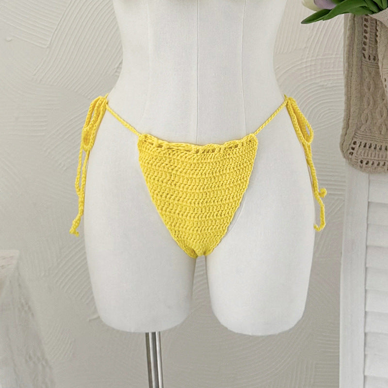 Damen Häkel-Bikini-Oberteil mit floralen Akzenten und verstellbaren Trägern Drune