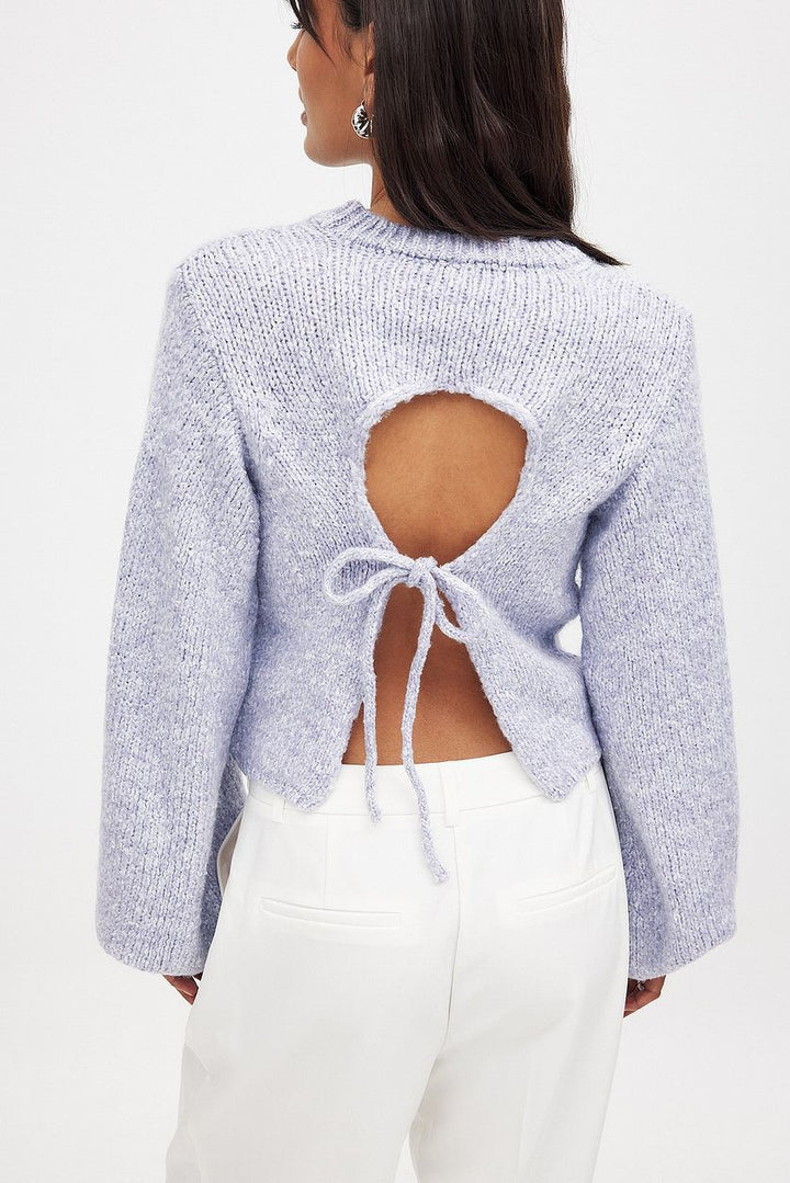Damen Strickpullover mit offenem Rückendesign und eleganter Schnürung Drune