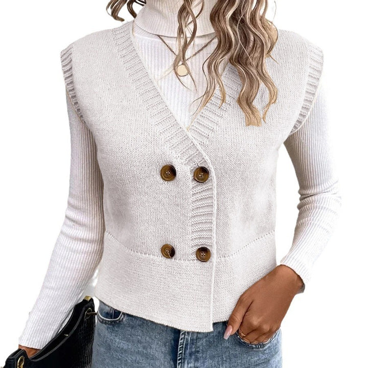 Damen Strickweste mit doppelter Knopfleiste Drune