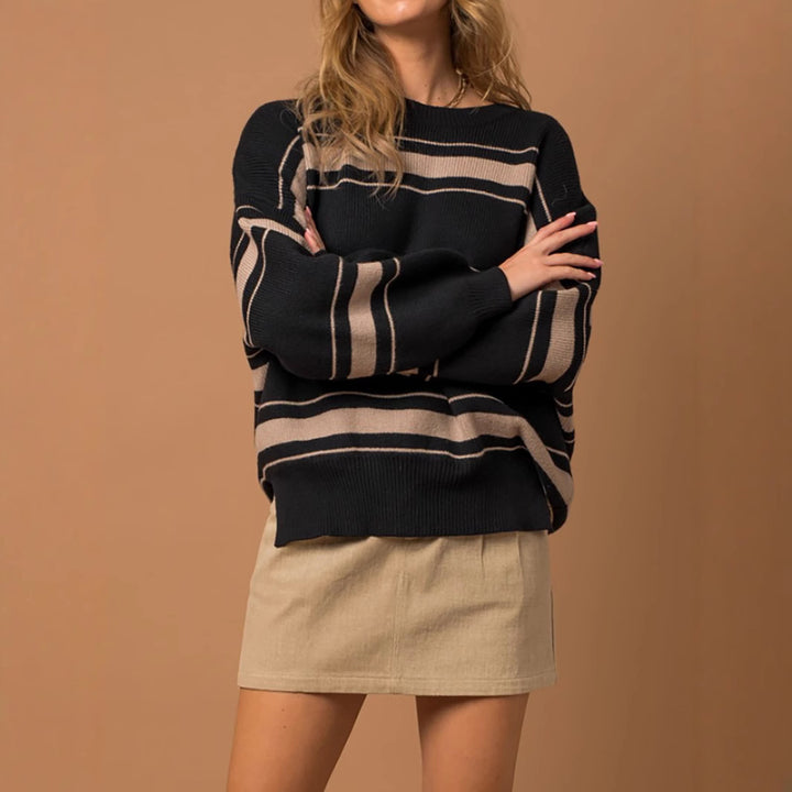 Damen lässiger Pullover mit modernen Streifen Drune