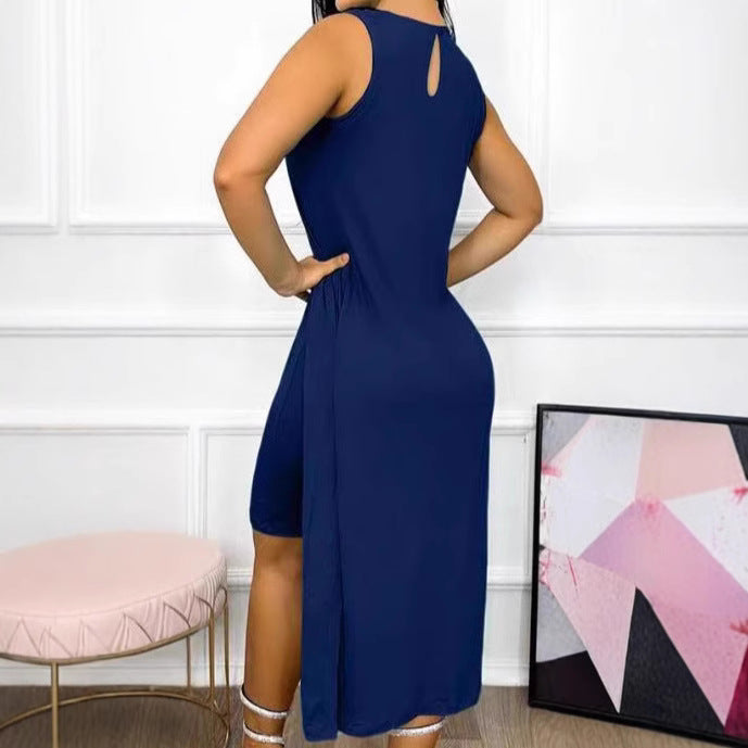 Damen Sommerliches Maxikleid mit elegante Raffung und Schlüssel-Ausschnitt Drune