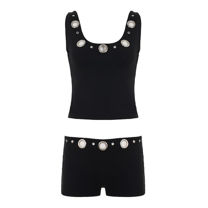 Damen Sportliches Set mit Ringer-Top und hohen Ringen Drune