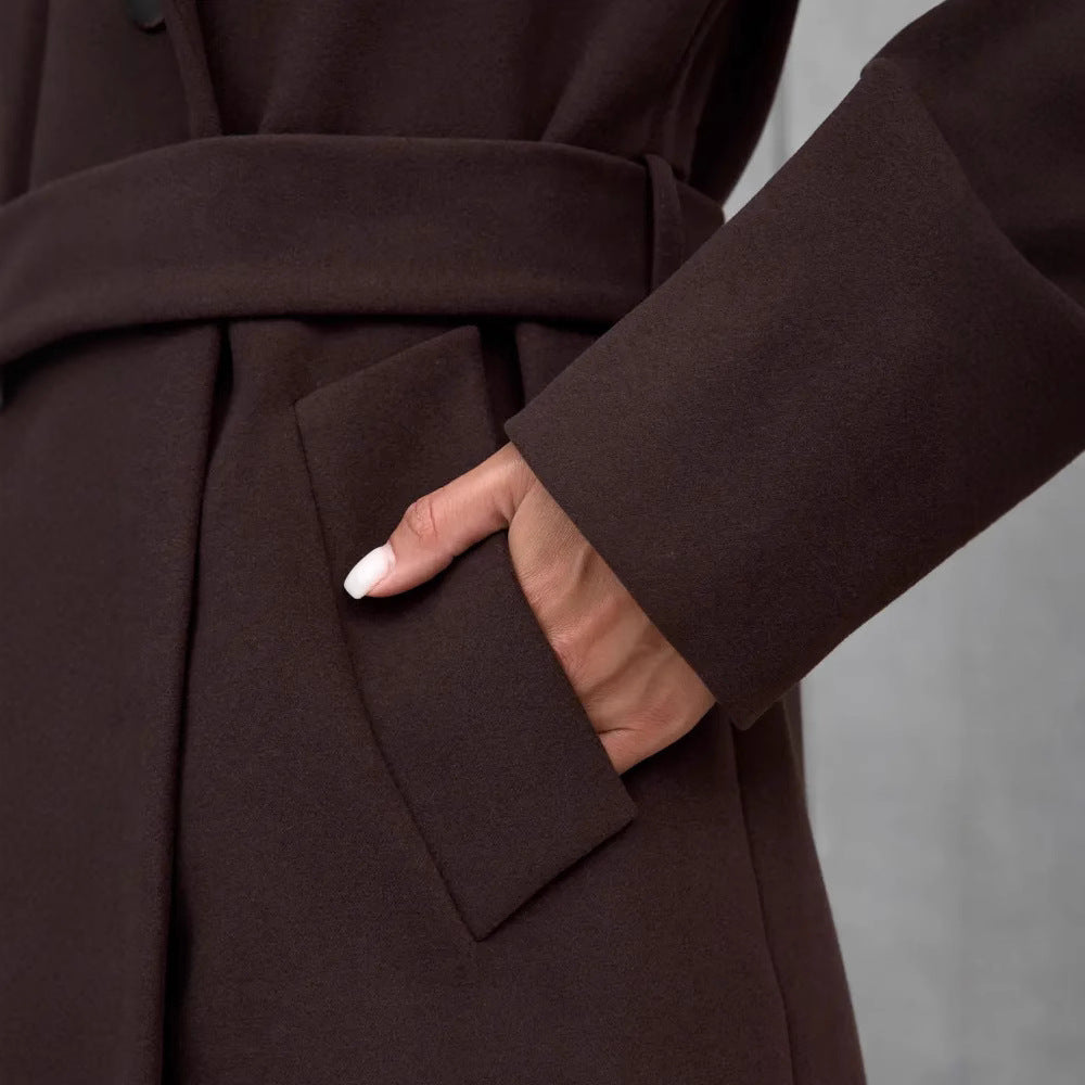Damen Eleganter Wollmantel im doppelreihigen Design Drune
