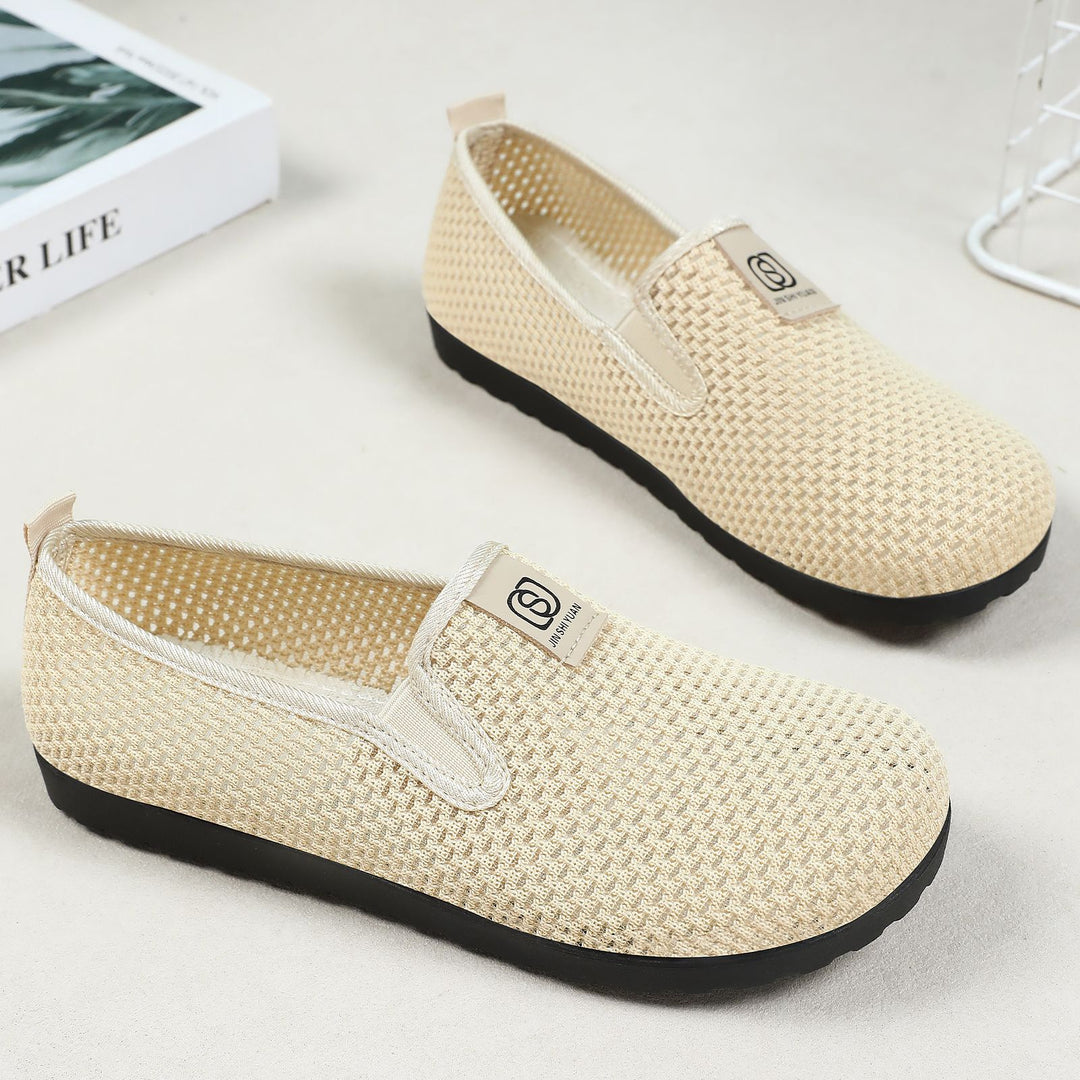Damen nan atmungsaktiver gestrickter Slipper mit elastischem Einstieg und dämpfender EVA-Laufsohle Drune