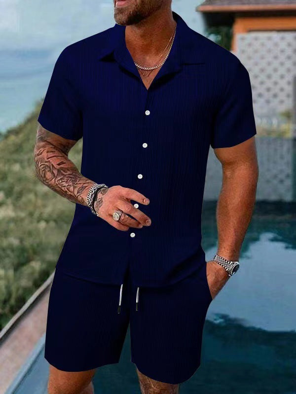 Herren atmungsaktives Sport-Set mit Kurzarm-Hemd und Shorts Drune